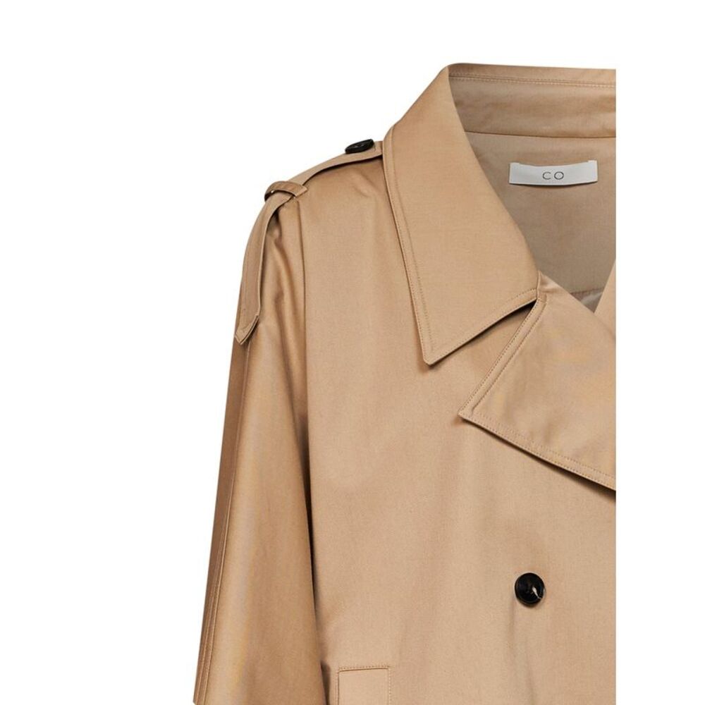 Co Women Camel Cotton Twill Dolman Cropped Trench Coat - Picture 3 of 3